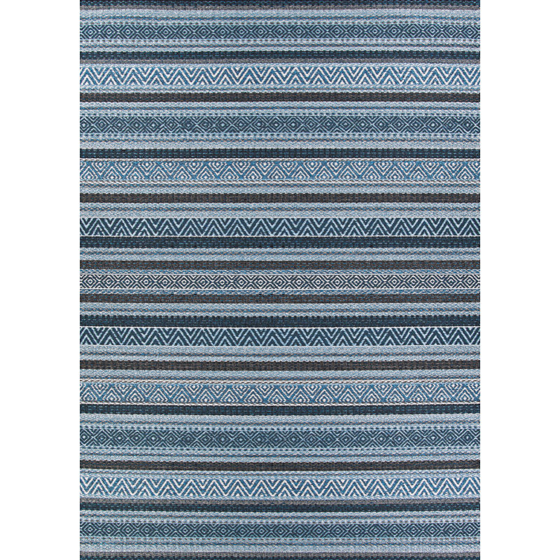 World Menagerie Amasa Striped Flatweave Blue Indoor/Outdoor Area Rug